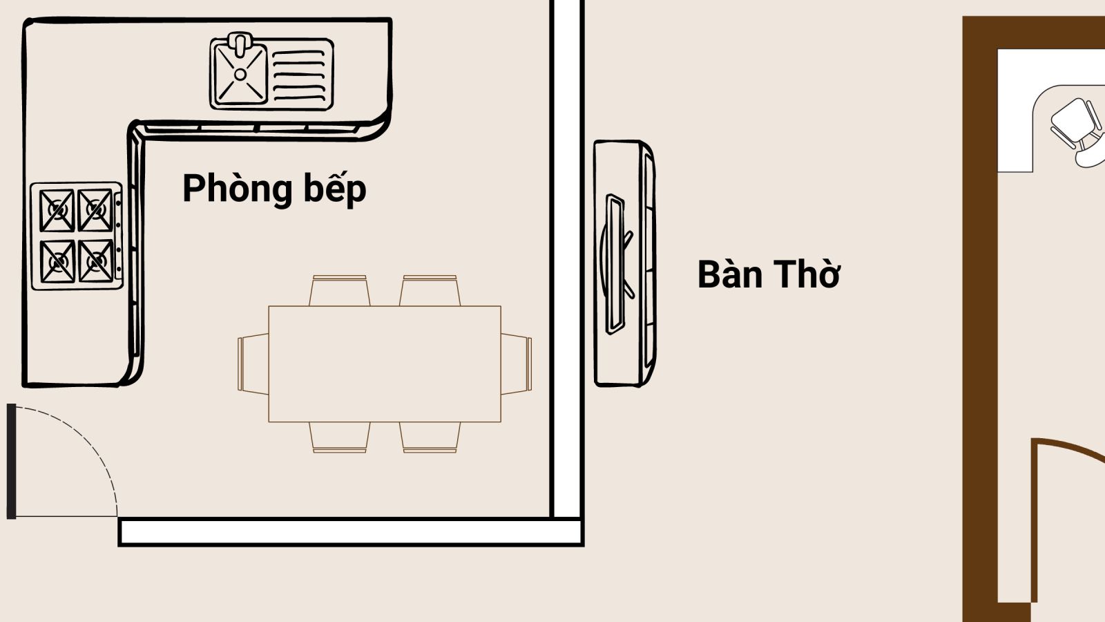 Tránh đặt bàn thờ áp lưng vào tường nhà bếp